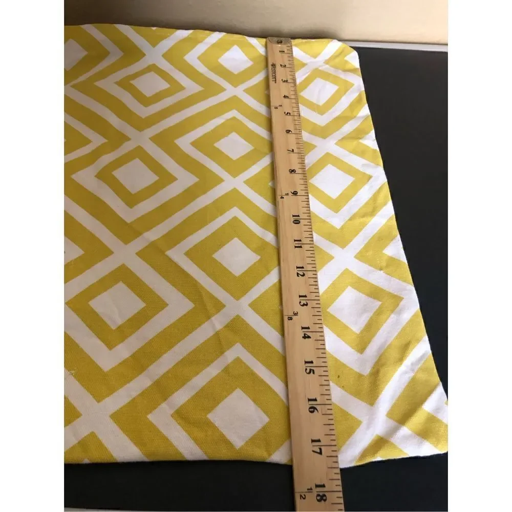 Throw Pillow Cover Sham Case   18”x 18” Yellow & White